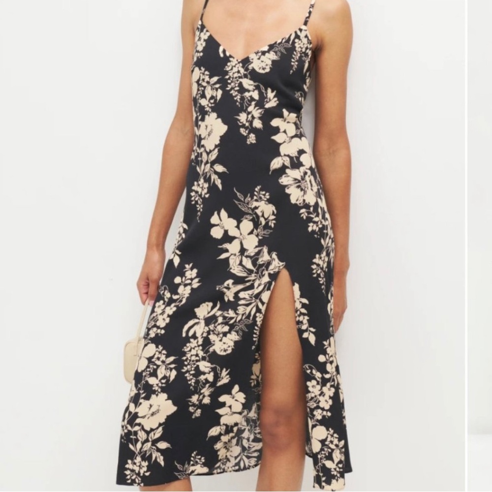 NWT Reformation Crimini Midi Slip Dress Thigh Slit - Gisele size 8